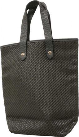 Herm&egrave;s Gray Leather Polyester Tote Bag (Pre-Owned)