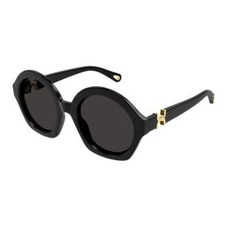Chlo&eacute; Sunglasses, female, Black, 53 MM, Classic Round Frame Sunglasses