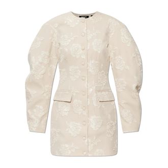 Rotate ROTATE Birger Christensen, Party Dresses, female, Beige, Size: XS Floral Motif Dress