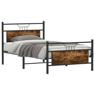 Berkfield Home Durable Bed Frame without Mattress Smoked Oak 100x190 cm Engineer in Brown