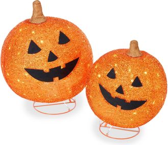 Best Choice Products 2pc Lighted Pop-Up Outdoor Halloween Pumpkin Set, Fall Holiday Decoration w/ 130 LED Lights, 8 Light Functions