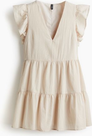 H&M Kleid mit Volantärmeln - Beige