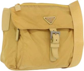 Prada Pre-owned Cross Body Bags, female, Yellow, Size: ONE SIZE Pre-owned Nylon Cross Body Bag