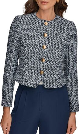 DKNY Tweed Crop Jacket in Nightfall Multi at Nordstrom, Size 14