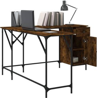 Berkfield Home Decorative Desk Smoked Oak 141x141x75 cm Engineered Wood in Brown | Size: 141 x 141 x 75 cm