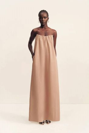 Shona Joy Campbell Strapless Maxi Dress In Clay