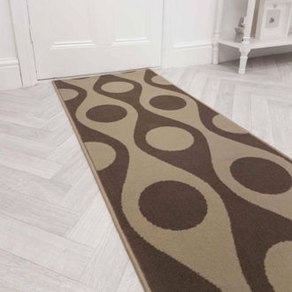 Runrug Hallway Carpet Runner Rug - Soft & Comfy, 9mm - Pop in Brown | Size: 60 cm x 390 cm