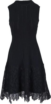 Lela Rose Abito corto in maglia con orlo in pizzo - Nero