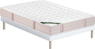 Vente-Unique Conjunto 140 x 190 cm canap&eacute; abatible + colch&oacute;n de muelles ensacados 5 zonas y viscoel&aacute;stica y tejido anti&aacute;caros y chinches grosor 24 cm - VIREVO de N