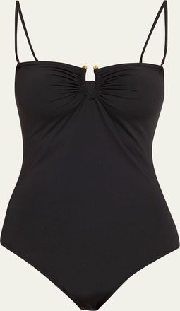 Nili Lotan Ruched U-Ring One-Piece Swimsuit