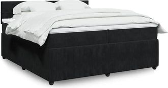 vidaXL Cama Box Spring Con Colch&oacute;n Terciopelo Negro 200x200 Cm Vidaxl