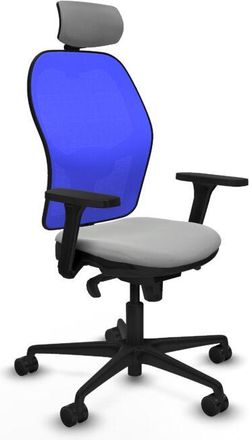 Piqueras y Crespo Piqueras Y Crespo - Jorquera Sincro Malla Azul Similpiel Gris Claro Brazos 3d Base Nailon Cabecero 2d Ruedas 65mm Nailon