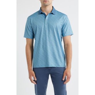 Swannies Rufus Broken Stripe Performance Golf Polo in Bluestone at Nordstrom Rack, Size Medium