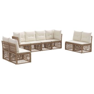 vidaXL Conjunto De Sof&aacute;s De Jard&iacute;n 8 Pcs Beige Rat&aacute;n Sint&eacute;tico Vidaxl