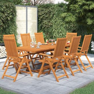 vidaXL Juego De Comedor Para Jard&iacute;n 9 Piezas Madera Maciza De Acacia Vidaxl