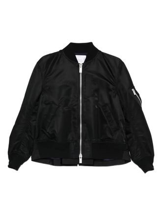 sacai pleat-detail bomber jacket - Black