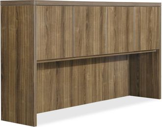 Lorell Chateau Series Hutch - 66.1 x 14.836.5 Hutch, 1.5 Top - 4 Door(s) - Reeded Edge - Material: P2 Particleboard - Finish: Walnut, Laminate - Durable - Fo