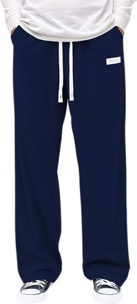 Generic Mens Corduroy Trousers Mens Loose Winter Men Sweatpants Tracksuits Baggy Jeans Fit Wide Leg Vintage Cargo Pants Brown Tapered with Pockets Blue XL