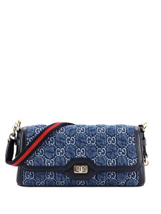 Gucci Luce GG Denim Small shoulder bag - Blauw