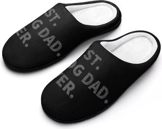 Generic Best Dog Dad Ever Mens House Slippers Memory Foam Washable Cotton Slip on Home Shoes