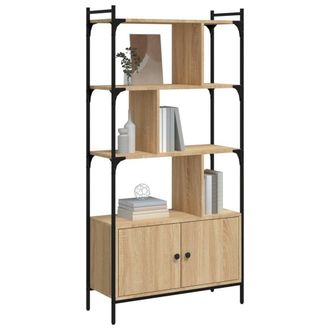 Berkfield Home Decorative Bookcase with Doors Sonoma Oak 76.5x30x154.5 cm Engine in Light Tan