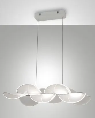 Fabas Luce Sylvie Lampada A Sospensione Led 30w Bianco In Metallo E Metacrilato, Design Moderno, 4000 Lumen, Luce Calda 3000k, Dimmerabile A Taglio Di Fase