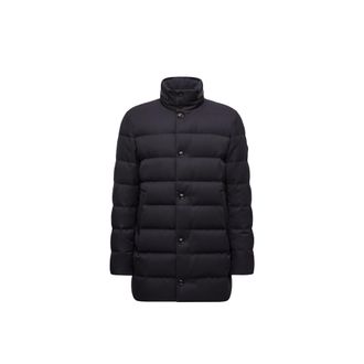 Moncler Moncler Vallonpierre Hooded Wool Long Down Jacket, Men, Blue, Size: 2