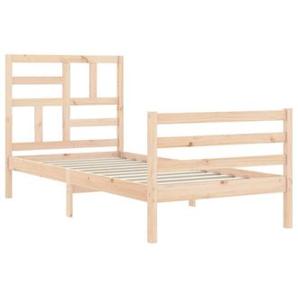 Berkfield Home Beautiful Bed Frame with Headboard Single Solid Wood in Natural