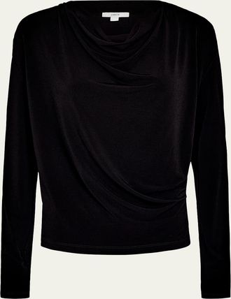 Vince Matte Jersey Cowl-Neck Blouse