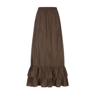 Dante6 Maxi rok met volant - Dames - Rokken - Bruin - Maat: XS Zijde