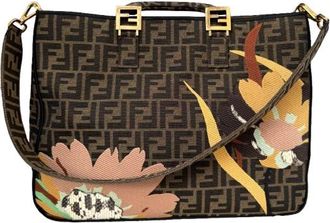Fendi Exotic Flower Coated Canvas Shoulder Tote
