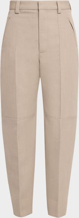 Bottega Veneta High-Rise Tapered-Leg Zip-Hem Trousers