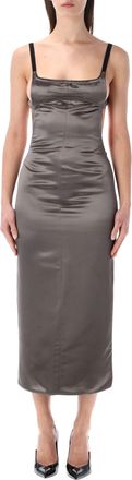 The Attico Metal Grey Satin Mini Dress
