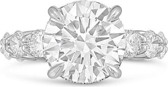 Diana M. Jewels Platinum lab grown 20ct Lab Grown Round Diamond Halo Ring with Diamond Accents
