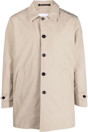 Paltò point-collar single-breasted coat - men - Polyester/Cotton - 48 - Neutrals