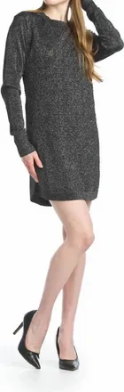Papillon Lurex Viscose Blend Diamond Knit Tunic Dress In Black