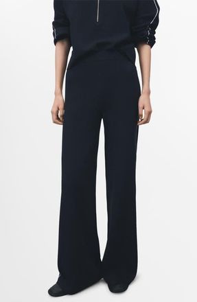 Mango Contrast Stripe Straight Leg Pants in Navy at Nordstrom, Size X-Large