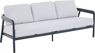 Vente-Unique Conjunto de jard&iacute;n de aluminio: sof&aacute; de 3 plazas, 2 sillones y una mesa de centro - Gris oscuro - ZAYORA de MYLIA