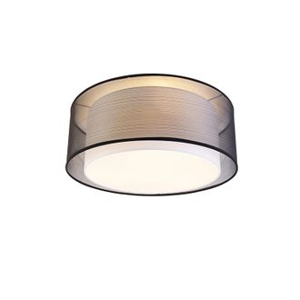 QAZQA Qazqa - Moderno Plaf&oacute;n Moderno Negro Con Blanco 50 Cm 3-luces - Drum Duo Pl&aacute;stico /acero /textil Cil&iacute;ndra Adecuado Para Led Max. 3 X 40 Watt
