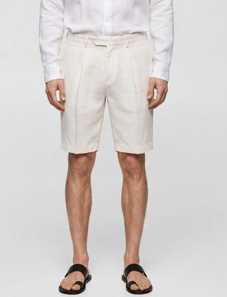 Boglioli Shorts sartoriali in lino al ginocchio con tasche America