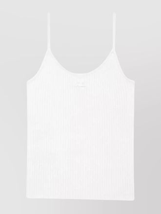Courr&egrave;ges ribbed-knit sleeveless scoop-neck tank top