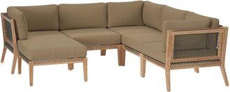 ModWay Clearwater Outdoor Patio Teak Wood 6Pc Sectional Sofa