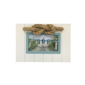 Beachcombers 4X6 White & Teal With Rope Photo Frame Picture Holder at Nordstrom, Size Medium