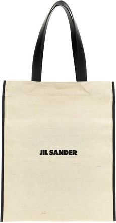 Jil Sander Medium Flat Canvas Shopping Bag - Dames - Shoppers - Beige - ONE Size - Leer - Tassen