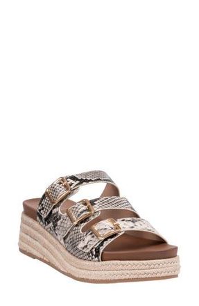 Good Choice Shoes Fabulist Buckle Espadrille Platform Wedge Sandal in Natural Snake at Nordstrom Rack, Size 7.5