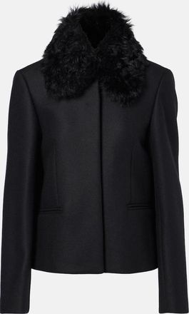 Toteme Shearling-trimmed wool-blend jacket