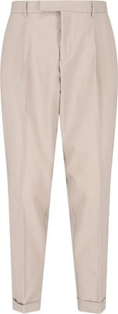 Cruna Beige Tailored Straight-Leg Virgin Wool Trousers