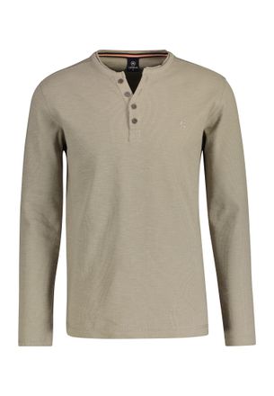 Lerros Sweatshirt LERROS LERROS Serafino mit Logostitching, Herren, Gr. 3XL, grau (soft stone), 97% Baumwolle, 3% Elasthan, Sweatshirts Sweatshirt