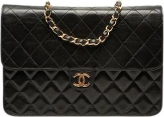 Chanel Pre-owned Quilted Flap Crossbody Bag - Dames - Vintage Schoudertas - Zwart - ONE Size - Leer - Vintage