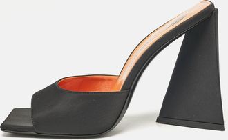 The Attico Black Fabric Devon Slide Sandals